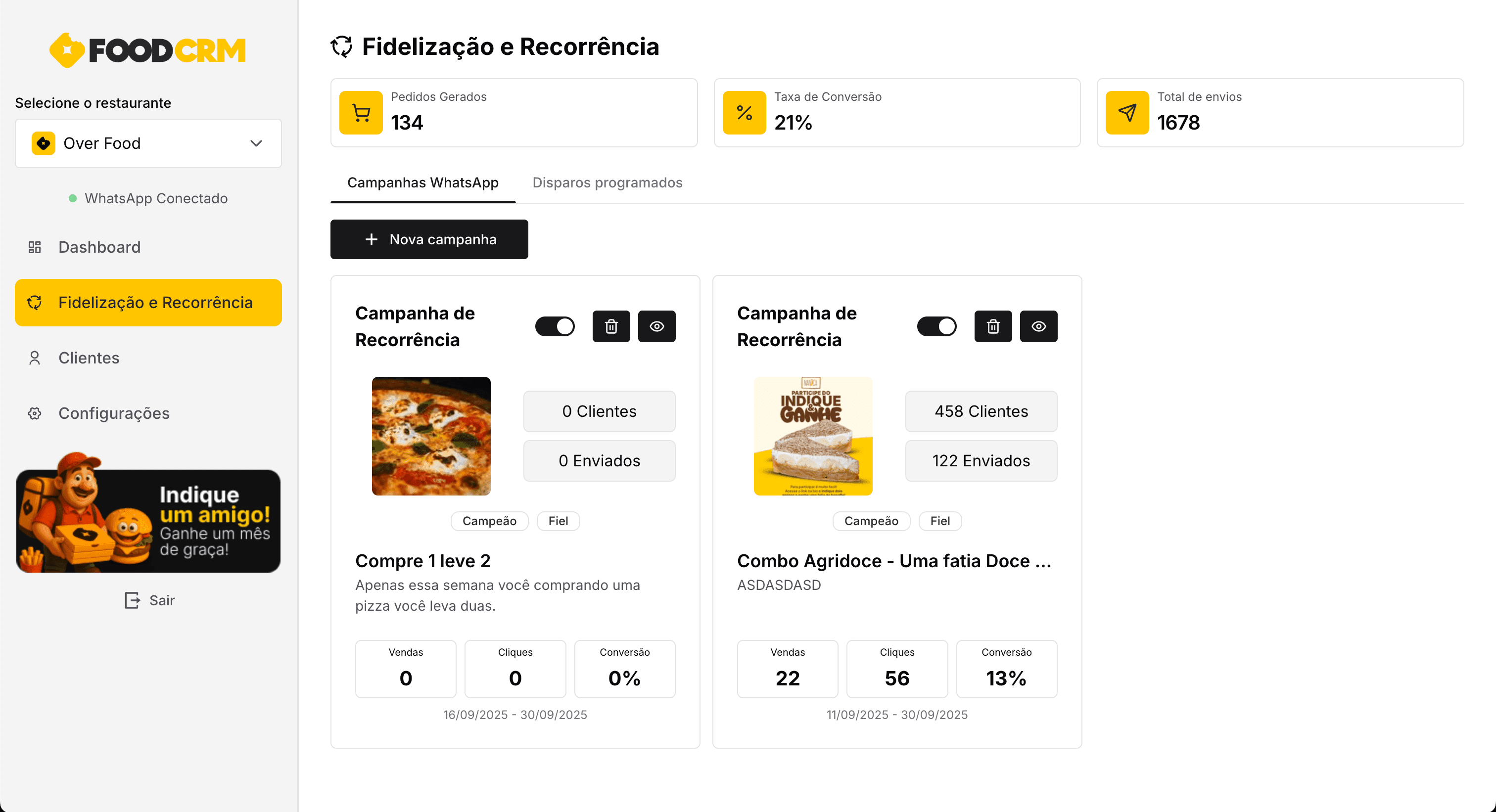 Mostrando como é aplicação do FoodCRM para exemplificar